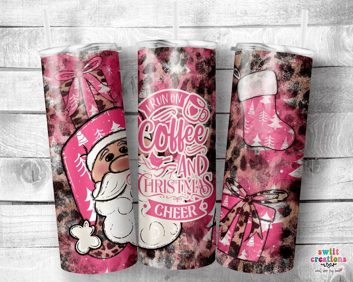 I Run On Coffee and Christmas Cheer Tumbler (T313) - Swiit Creations