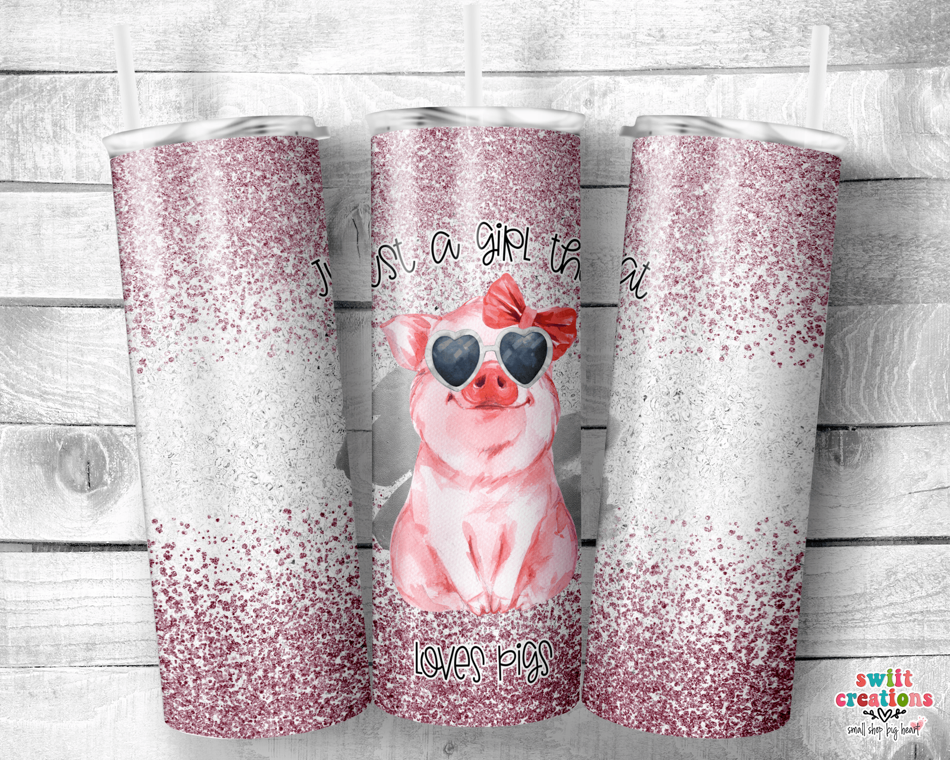 Just a Girl that Loves Pigs Faux Glitter Tumbler (T345) - Swiit Creations