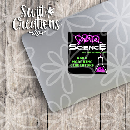 Gahr Mad Science 2022 sticker on the lid of a gray laptop