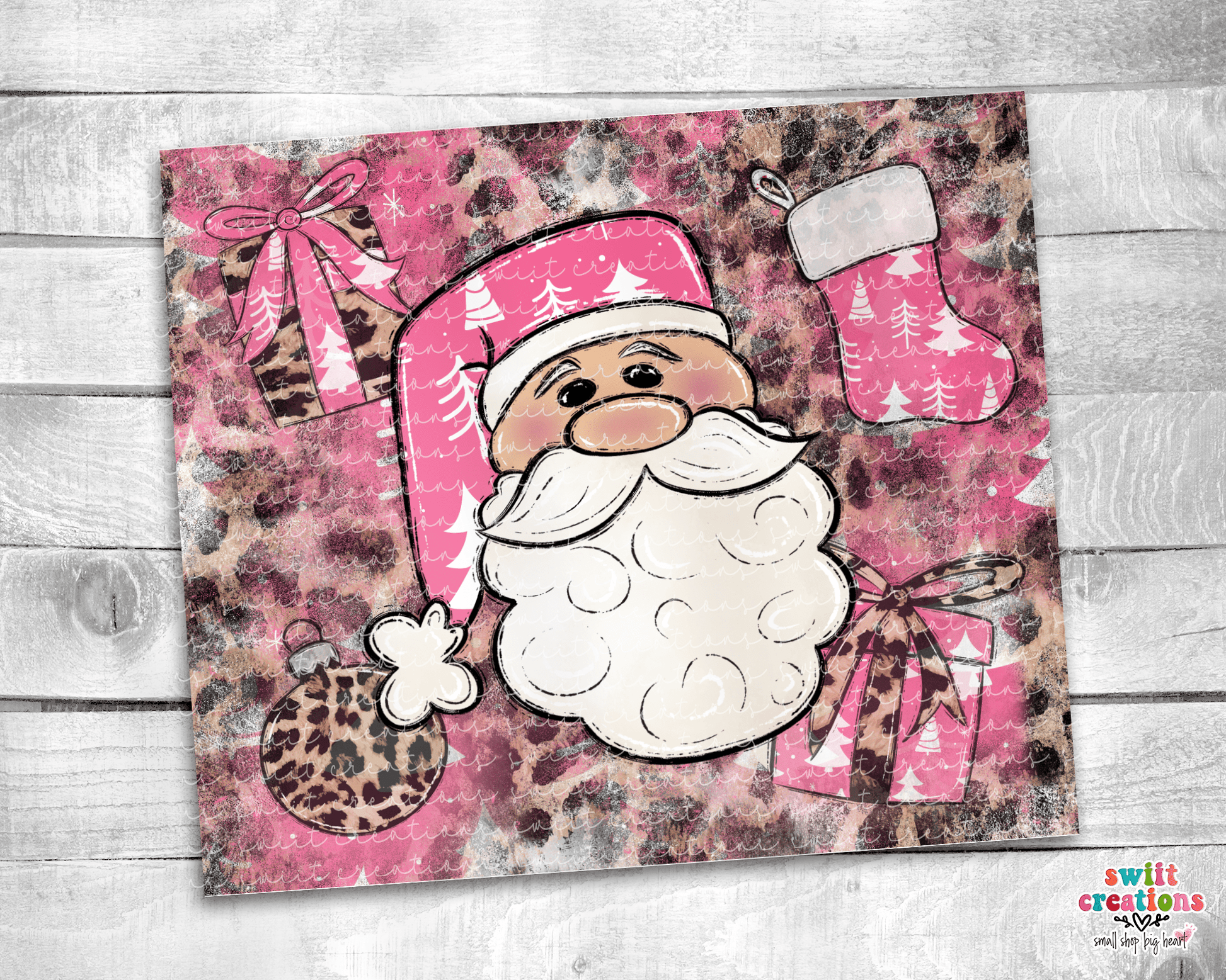 Pink Santa Tumbler (T317) - Swiit Creations