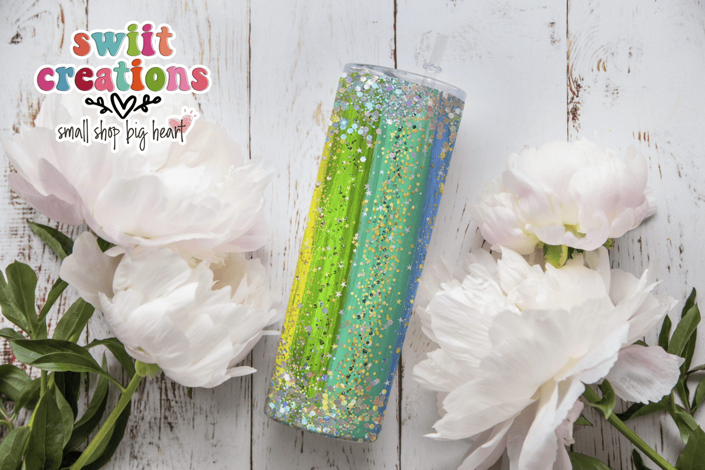 Rainbow Faux Glitter Pride Tumbler (T329) - Swiit Creations