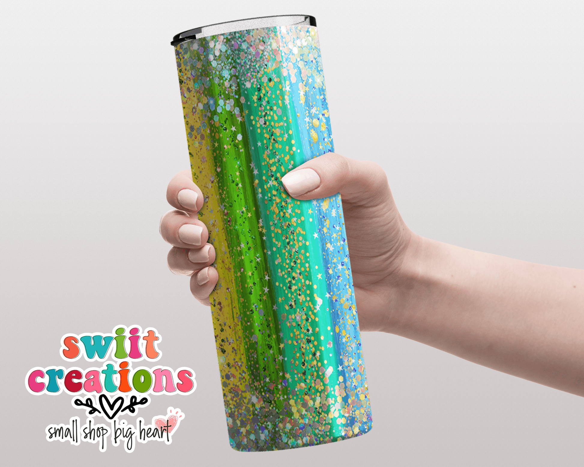 Rainbow Faux Glitter Pride Tumbler (T329) - Swiit Creations