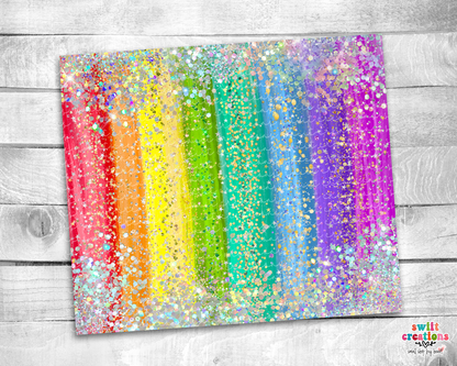 Rainbow Faux Glitter Pride Tumbler (T329) - Swiit Creations