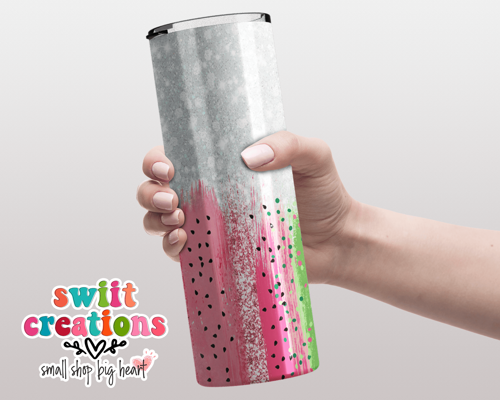 Watermelon Glitter Tumbler (T195) - Swiit Creations